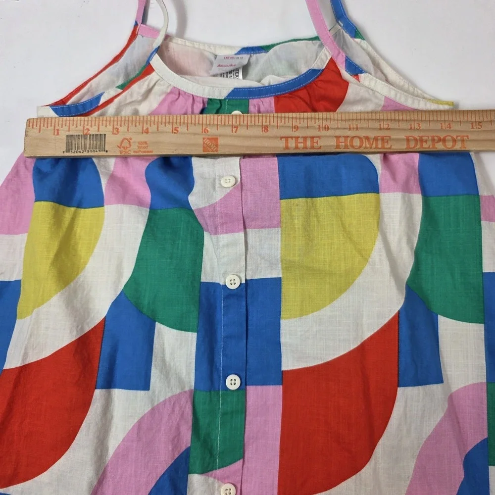 hanna andersson girl's dress woven summer dress button geometric 12